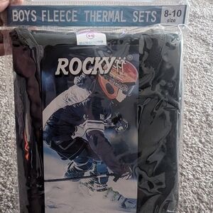 New! Rocky Black Boys Microfiber Fleece  Thermal Sleepwear Set Size 8-10